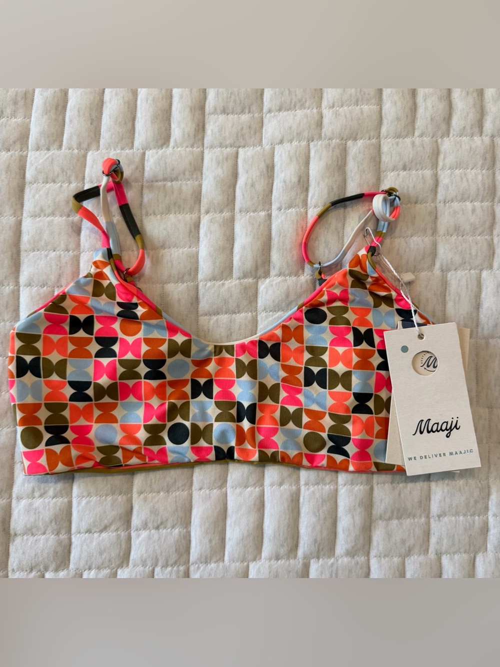 MAAJI Colorful Geometric Bikini Top - Neon Pink, Orange, Blue, Olive, Black